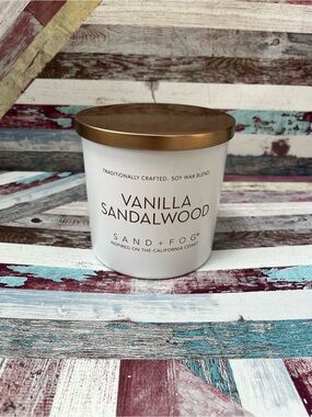 Sand + Fog Vanilla Sandalwood 3 Wick Candle Soy Wax Blend Glass Jar NEW 25 oz
